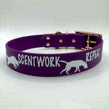 Load image into Gallery viewer, Purple EAT, SLEEP SCENTWORK, REPEAT Collar - Medium (14"-18")
