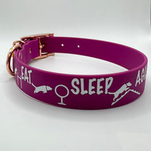 Load image into Gallery viewer, Lilac EAT, SLEEP AGILITY, REPEAT Collar - Medium (14"-18")