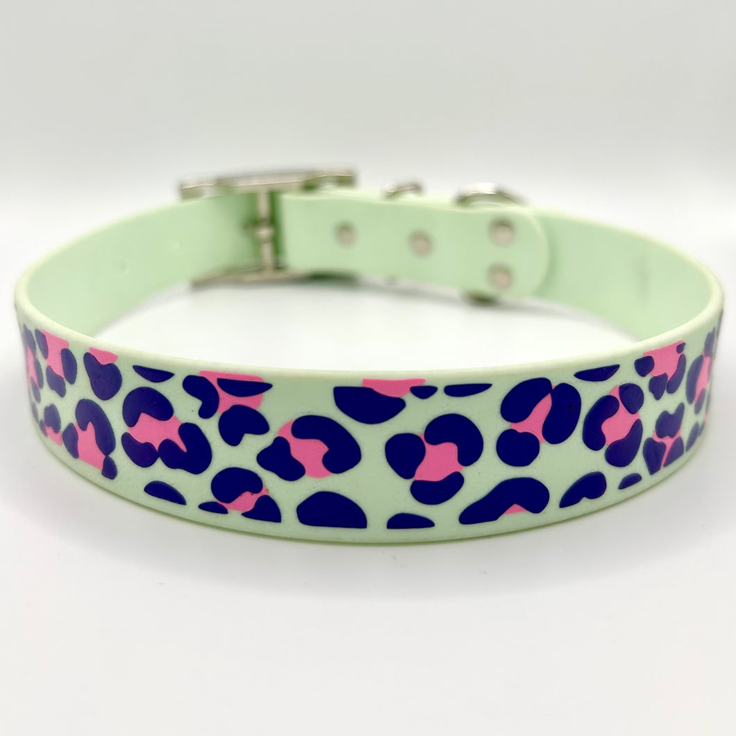 Mint Leopard Print Collar - Large (16