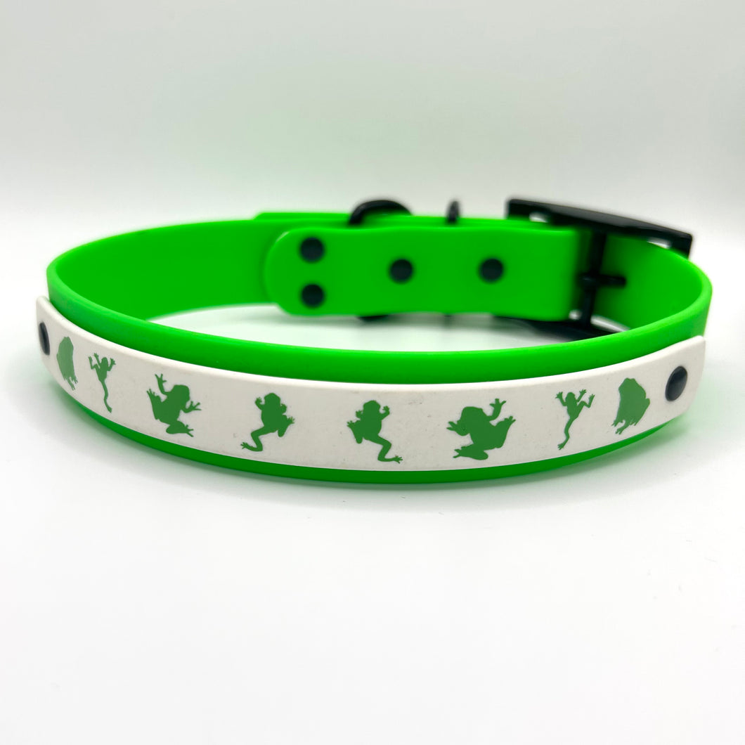 Neon Green & White Froggy Collar - Medium (14