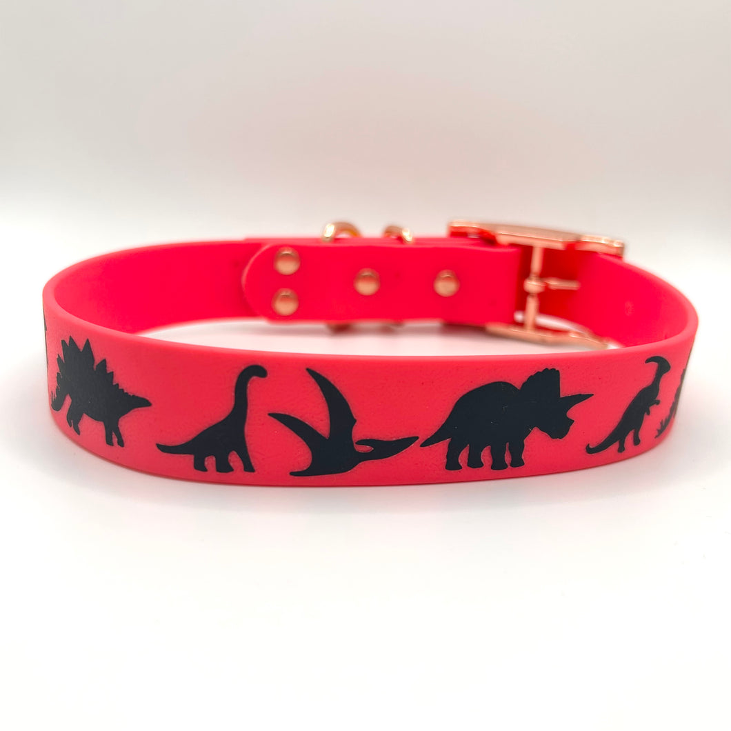 Neon Pink Dino Collar - Medium (14