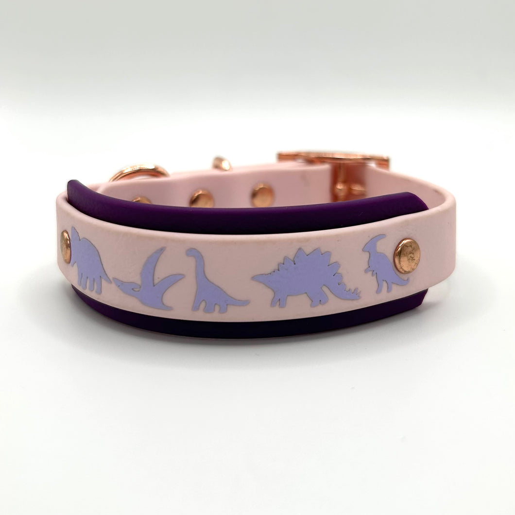 Blush & Purple Dino Collar - XXS (8