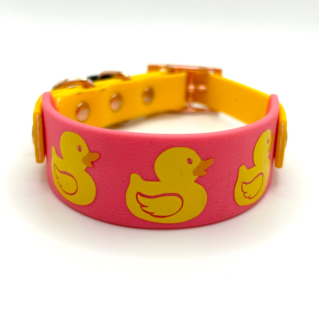 Neon Pink & Sunflower Ducky Collar - XXS (8