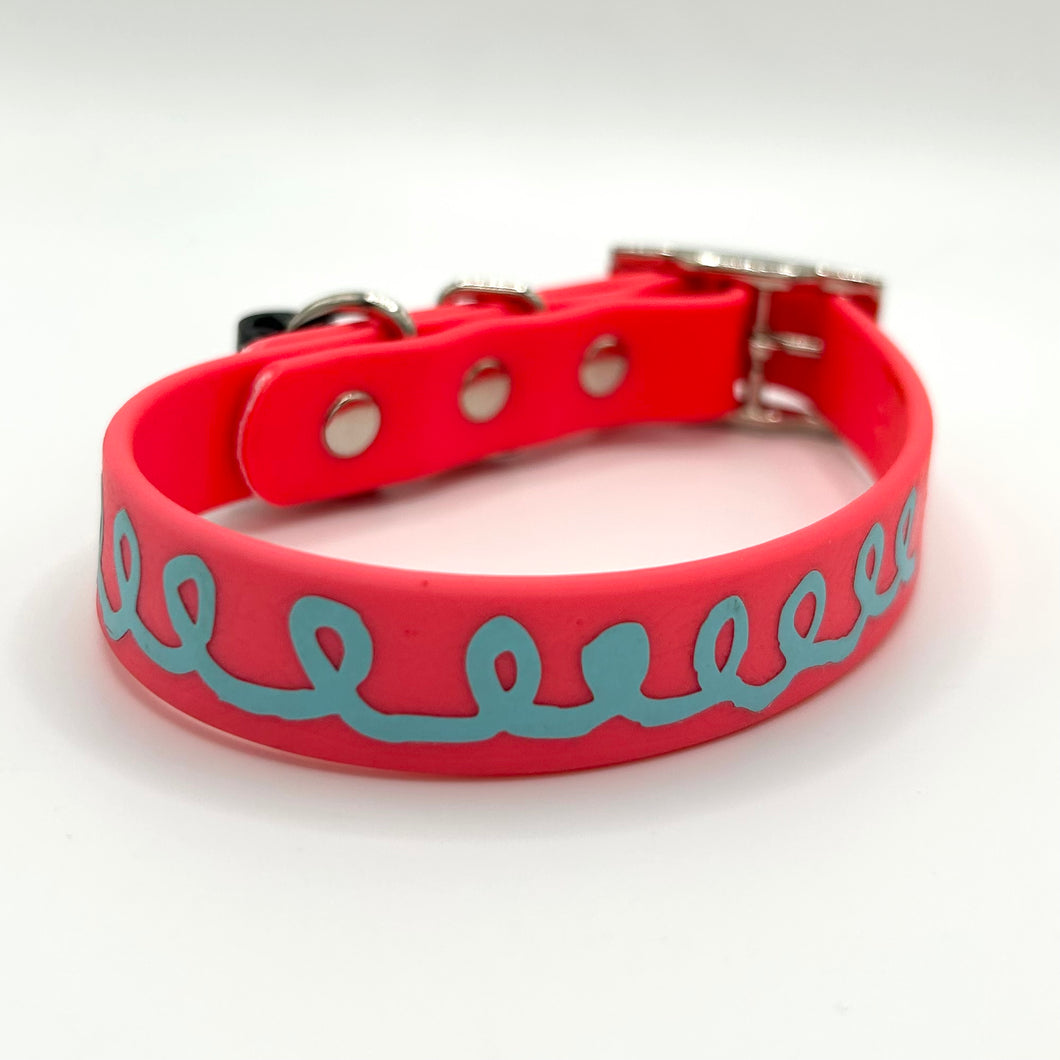 Neon Pink Scribble Classic Collar - XXS (8