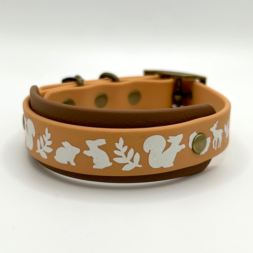 Peach & Mocha Woodland Creatures Collar - XXS (8